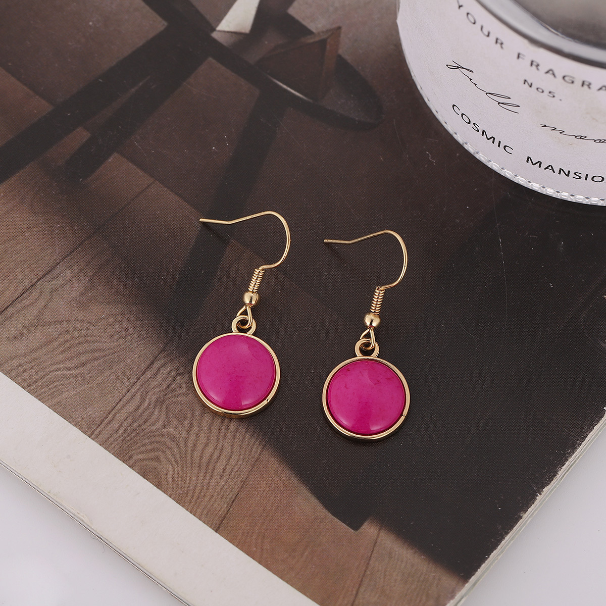 Fashionable Colorful Round Marble Earrings