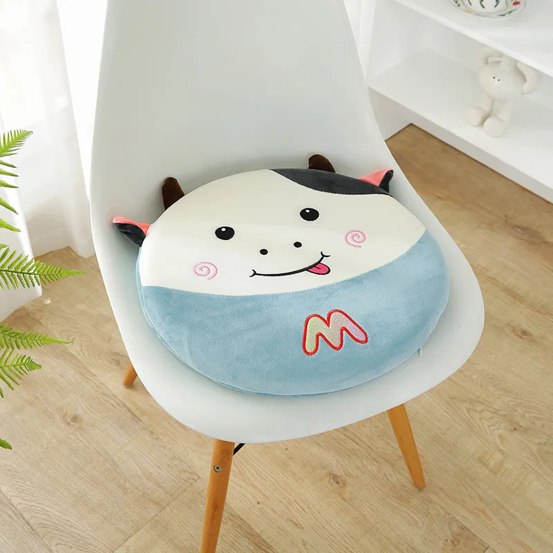 Cute Cow Toy Plush Cartoon Sofa Office Waist Cushion Bed Head Backrest Cushion - Blue Cow