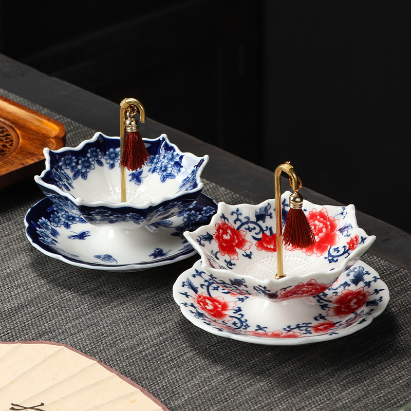 Ceramic coffee filter tea infuser ornament (peony umbrella