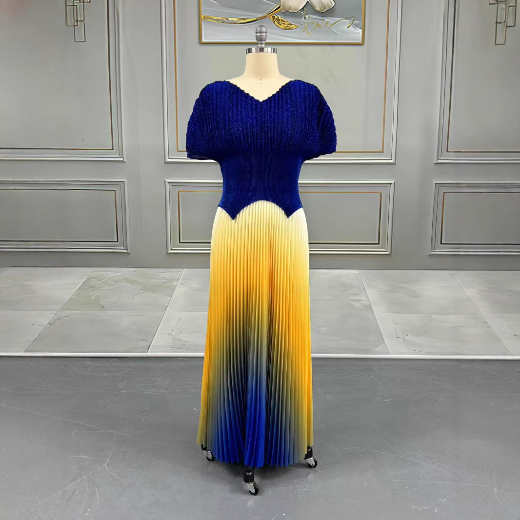 Fluorescent Gradient Color Elegant Slim Fit Slimming Plus Size Women's Skirt Suit
