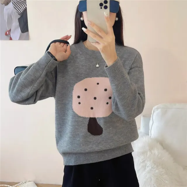 Loose Slimming Soft Glutinous Cashmere Sweater Gray - Shop at LoveMi