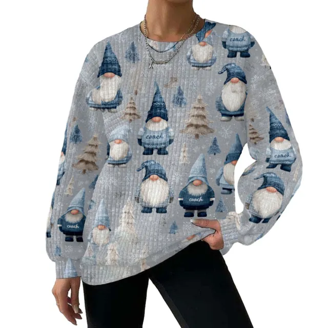 Digital Printing Pattern Shading Fashion Trend Round Neck Long Sleeve Sweater K Style M - Shop at LoveMi