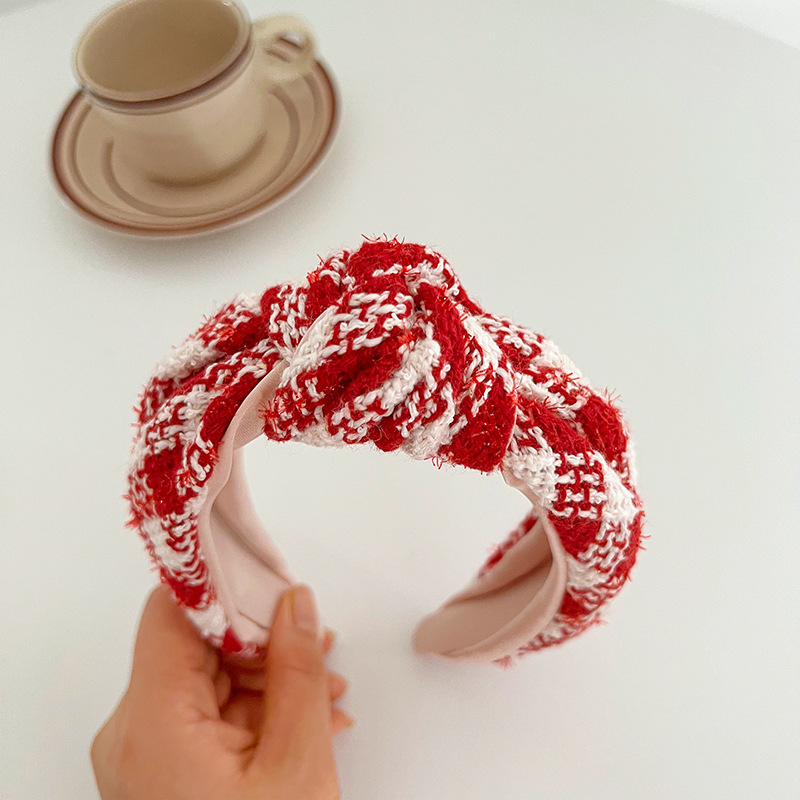 Red Plaid Knotted Hair Hoop