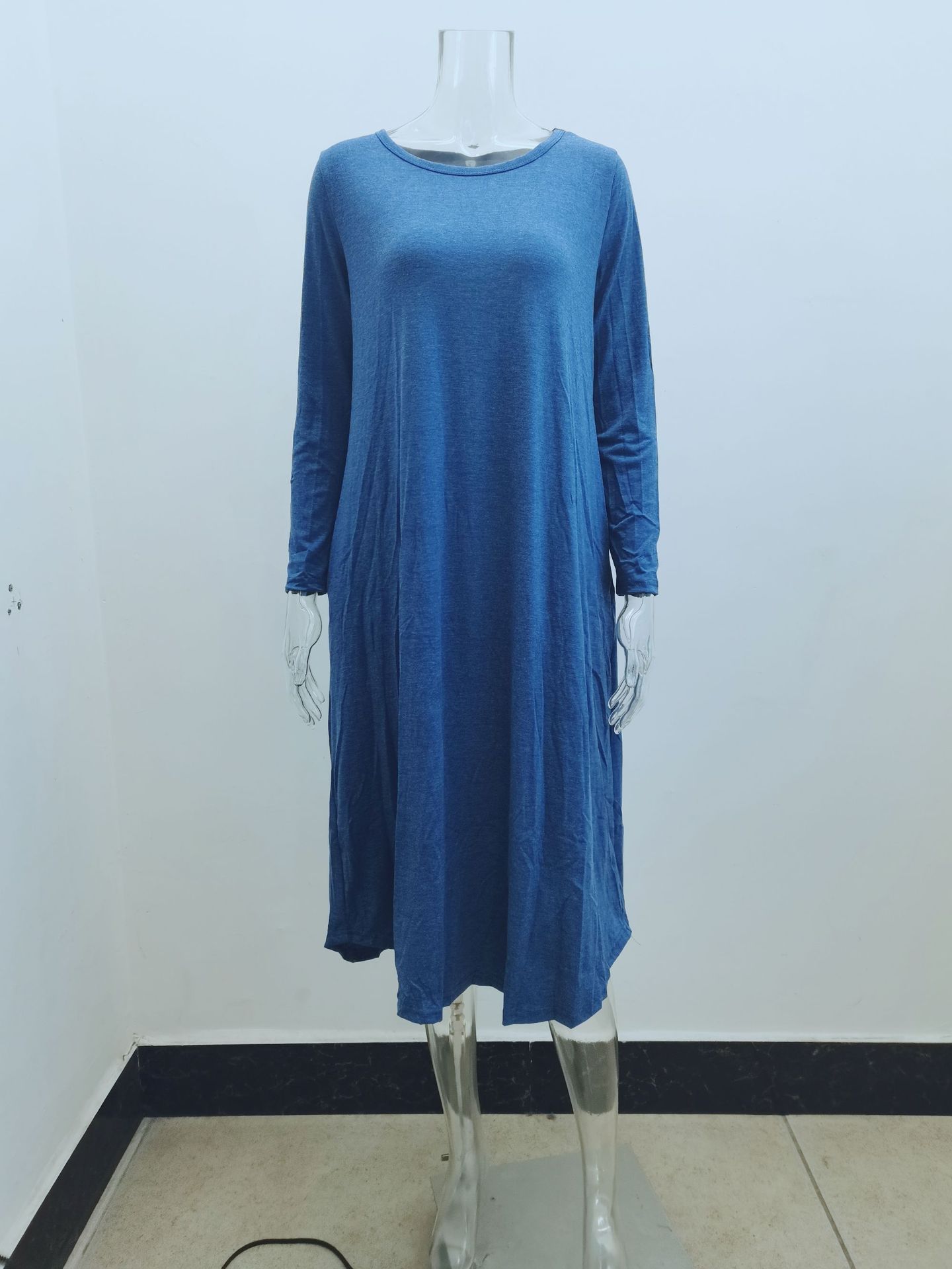 Women's cotton maxi dress in khaki, full length view