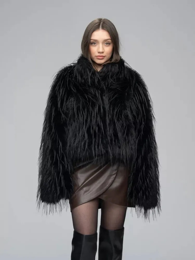 Women's Thick Plush Fashion Warm Fur Coat Black - Shop at LoveMi