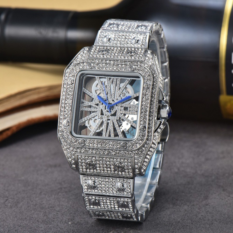 Cross-border Square Watch Steel Band Diamond-encrusted Quartz Movement 6