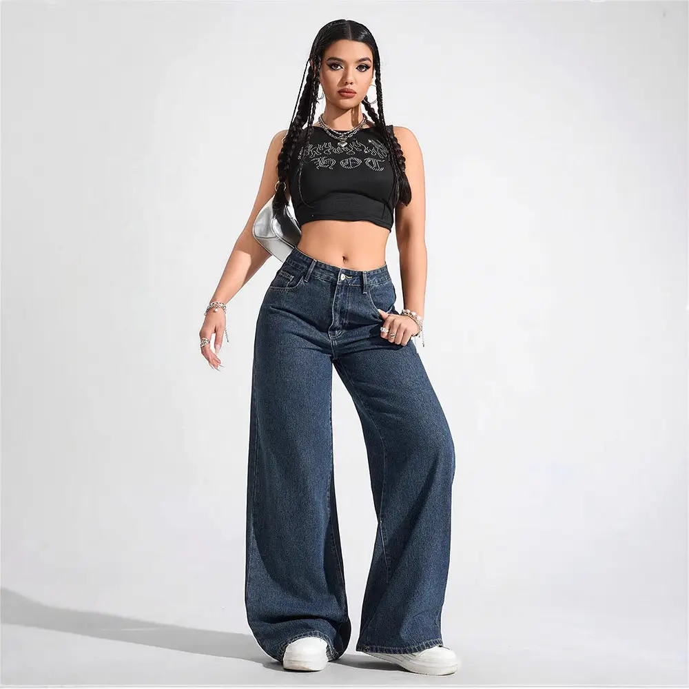 Floor-length Flared Straight-leg Denim Jeans