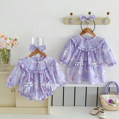 Baby Girl Triangle Rompers Purple Dress
