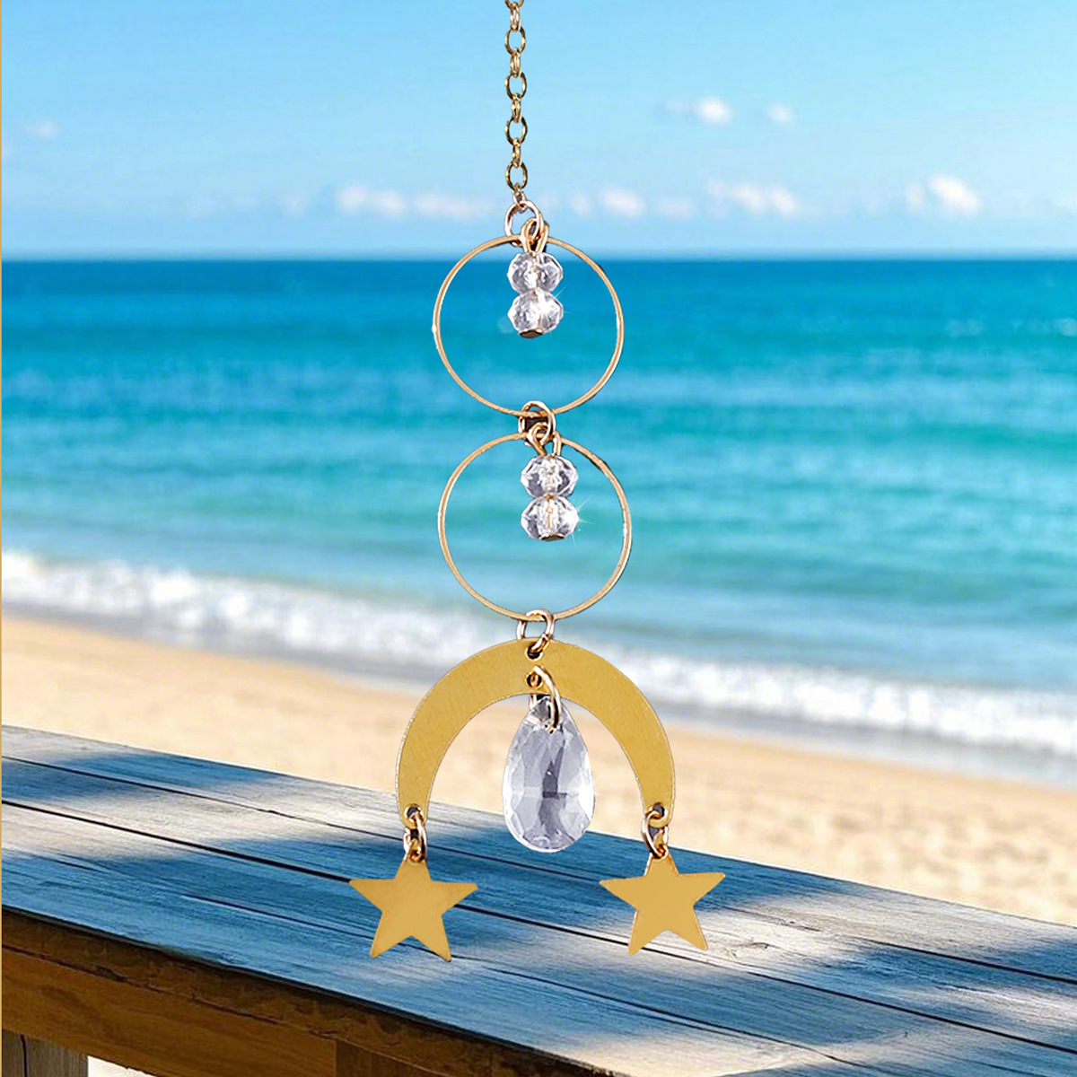 Metal Outdoor Garden Crystal Wind Chime Pendant