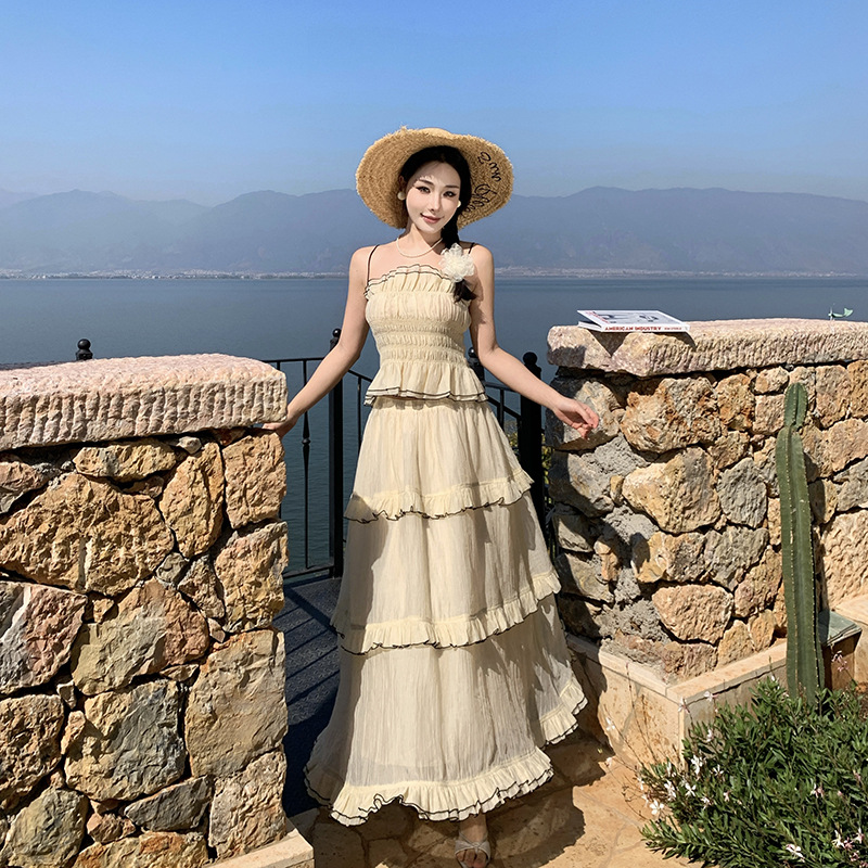 Vacation Style Two-piece Set Dress Camisole Skirt Suit