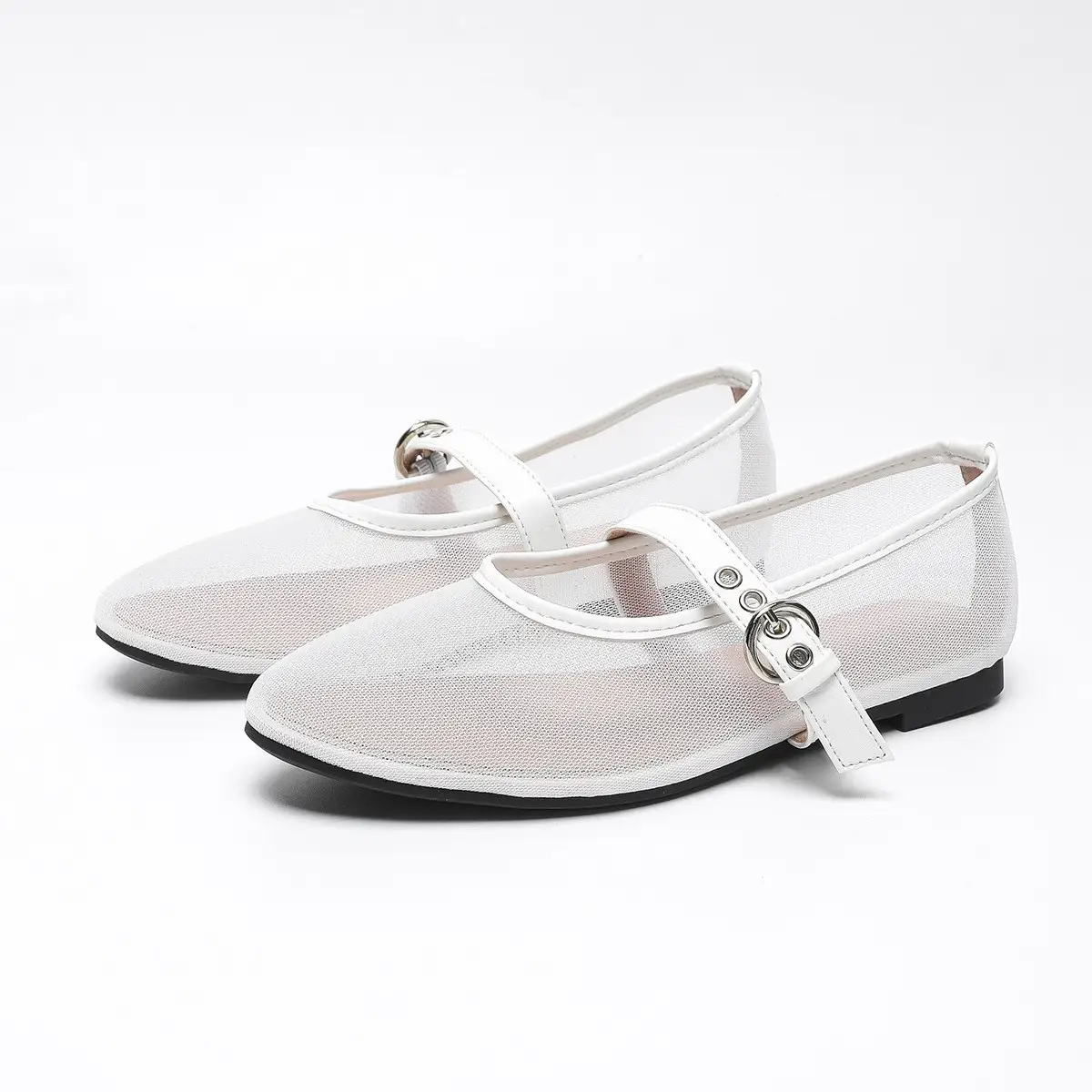Mesh Leopard-print Slingback Round-toe Flats