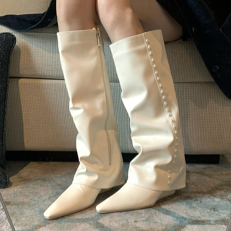 Pointed-Toe Wedge High-Top Boots, picture 2 of 4