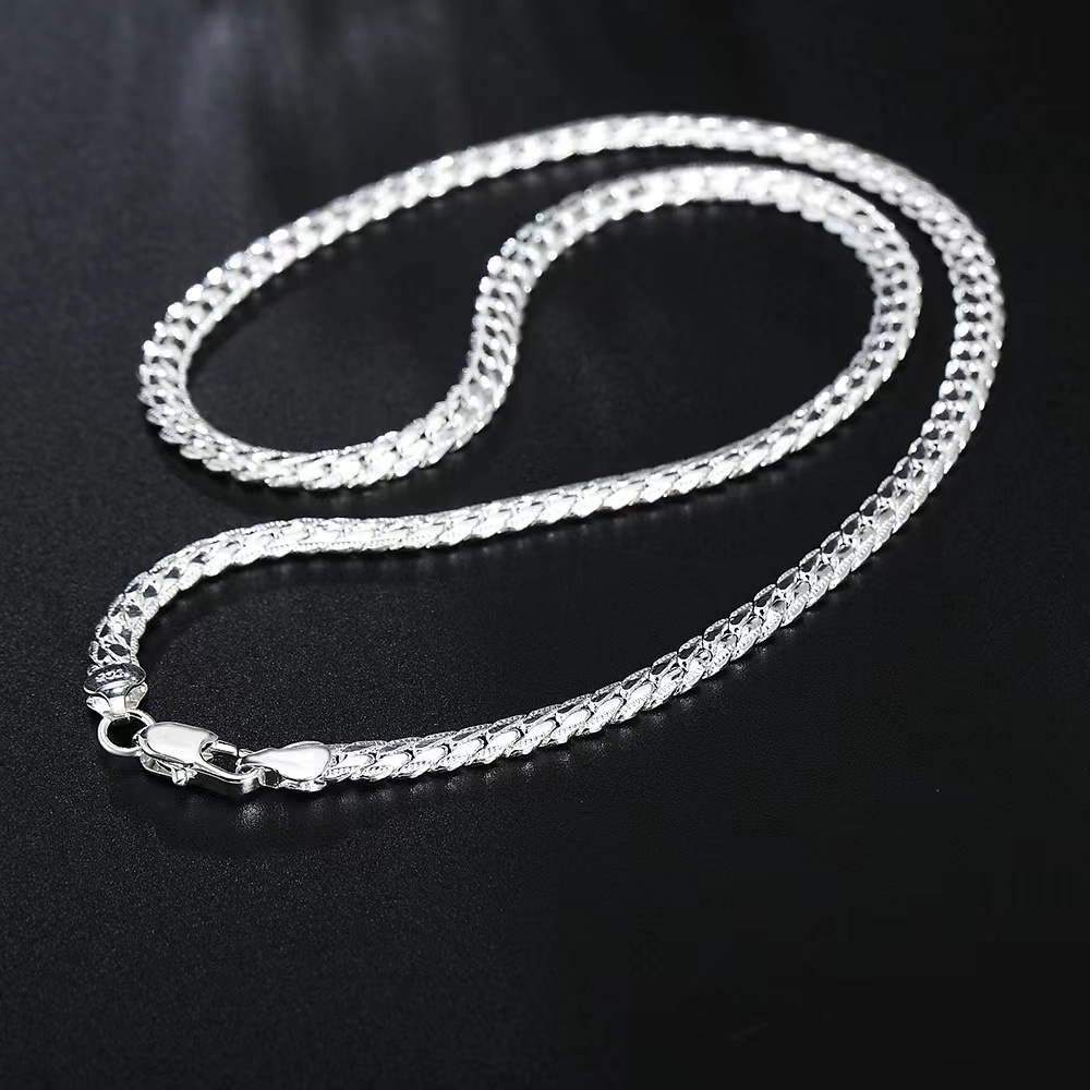 925 Silver Horseshoe Chain 60mm Curb Necklace Light Luxury