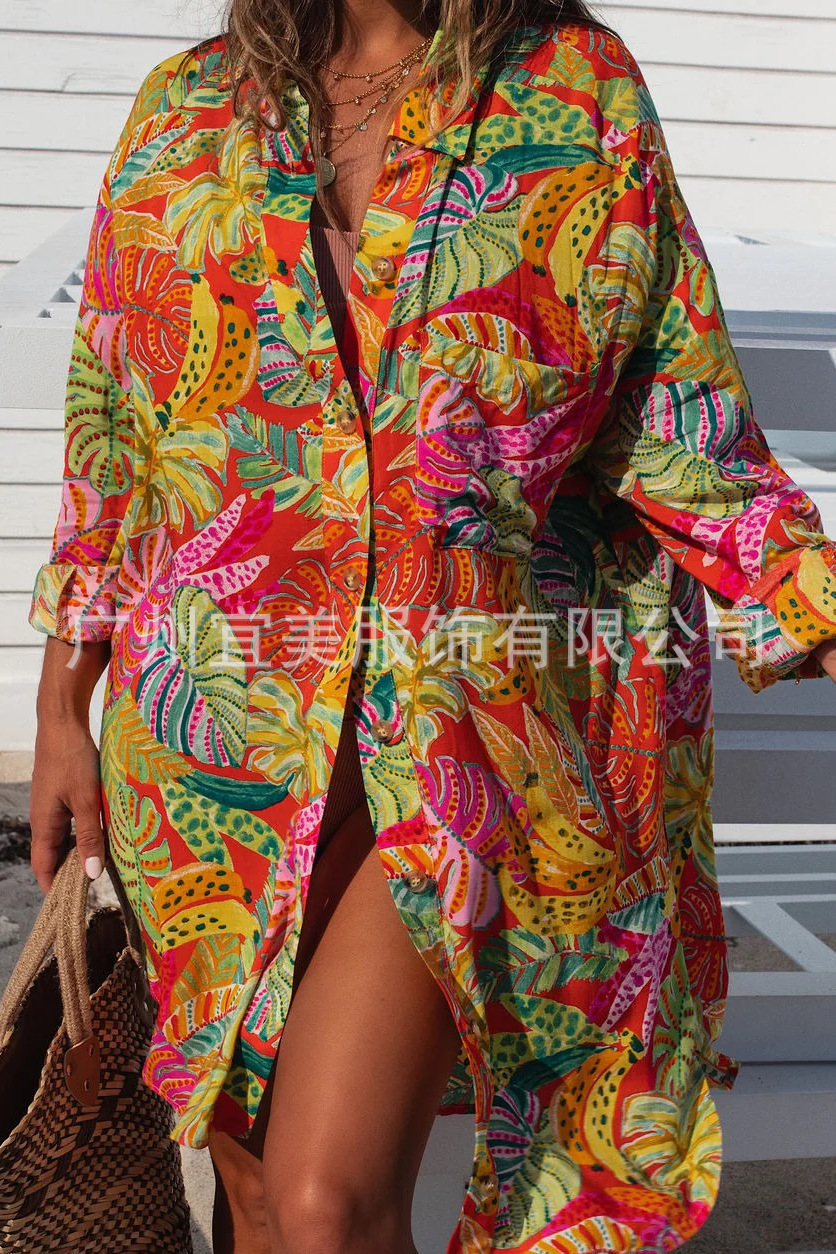 Women's Shirt Floral Long Sleeve Dress Two way Wear Floral - Shop at LoveMi