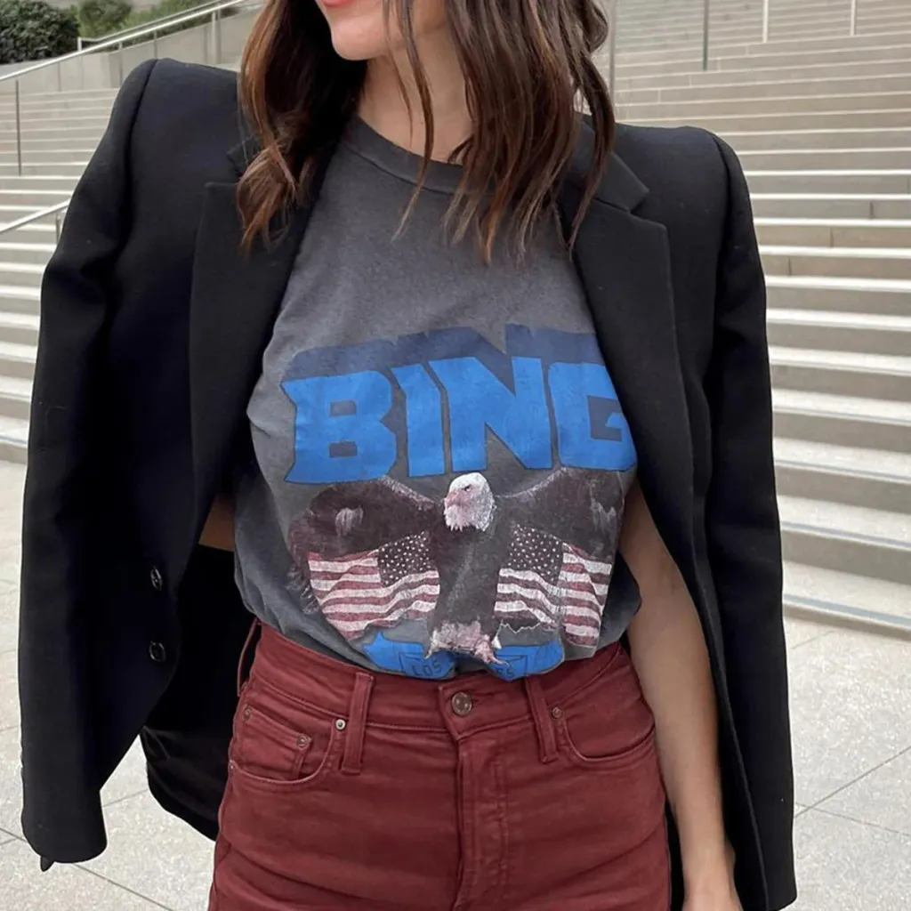 Women's Printed Round Neck Loose Short Sleeves T-shirt - Gray