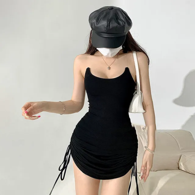 Women's Fashion Drawstring Pleated Slim fit Skirt Black - Shop at LoveMi