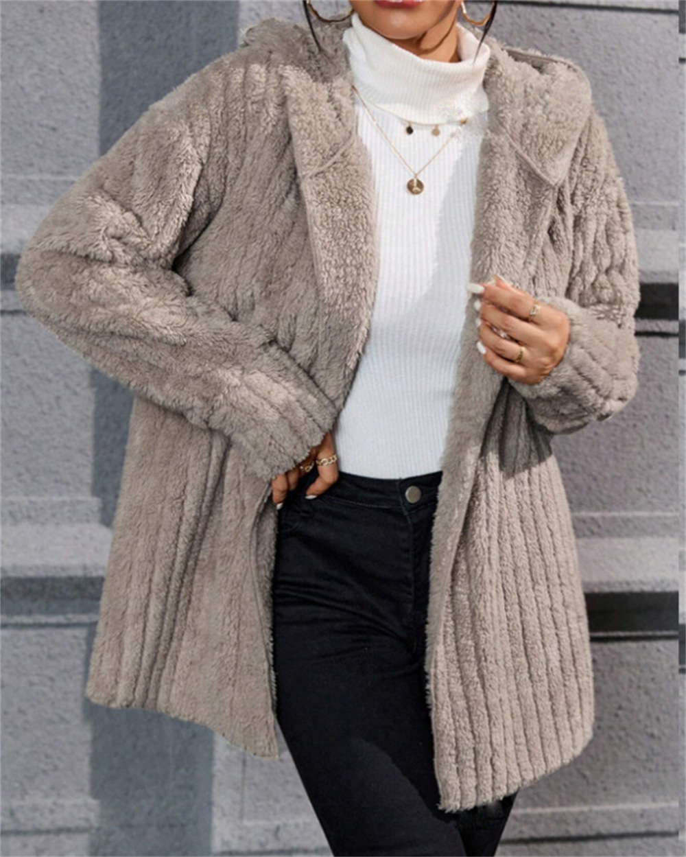 New Warm Fashion Vertical Stripe Double-sided Bejirog Hooded Jacket