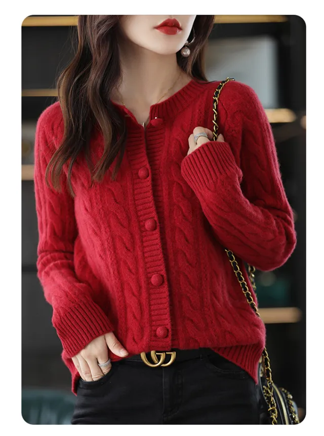 Outer Wear Loose Short Wool Tops Thick Sweater Red - Shop at LoveMi