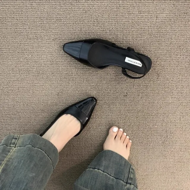 Low Heel Pointed Toe Closed Toe Sandals Female Gentle Pumps Black - Shop at LoveMi