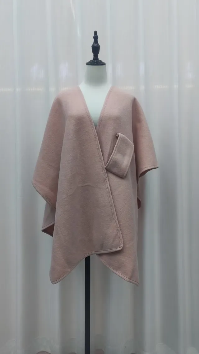 Fur Collar Fur Ball Knitted Cardigan Cape And Shawl Lotus Root Color - Shop at LoveMi