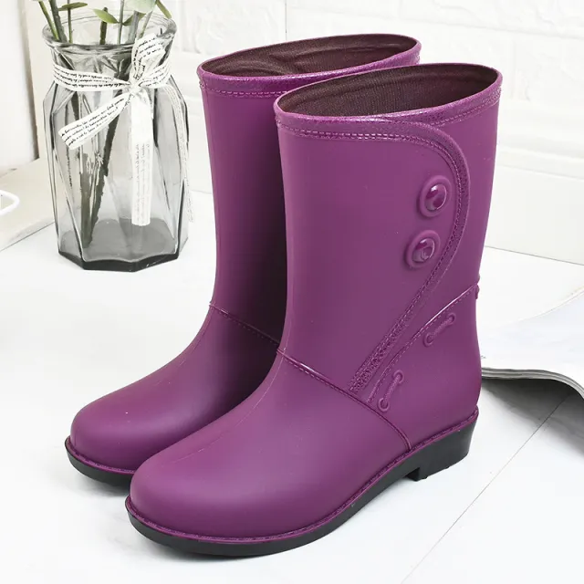 Fashion Velvet Padded Rain Boots Women Warm Knee high Rain Boots Purple - Shop at LoveMi