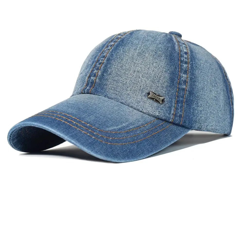Denim Color-block Baseball Cap Casual And Sun Protective Stylish