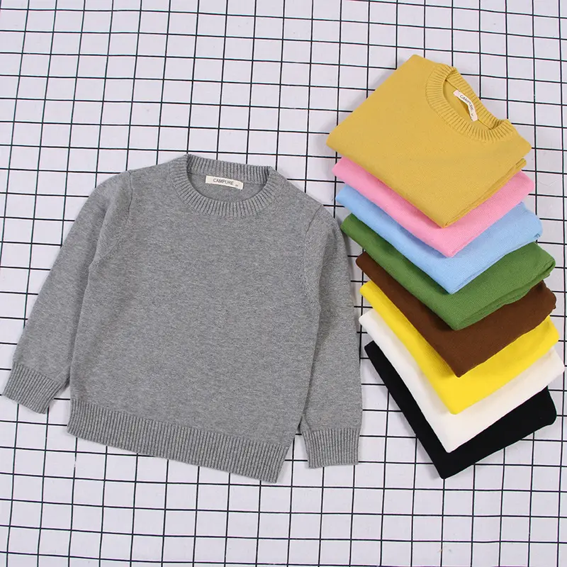 Boys And Girls Solid Color Sweater Pullover