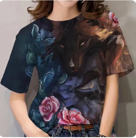 Women's T shirt 3d Animal Print Short Sleeve Wolf Top Ty6258 - Shop at LoveMi