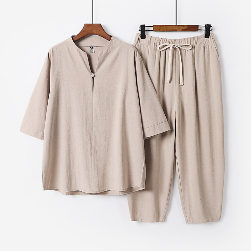 Men's Plus Size Loose Chinese Style Lay Buddhist Clothes Suit - Image 2