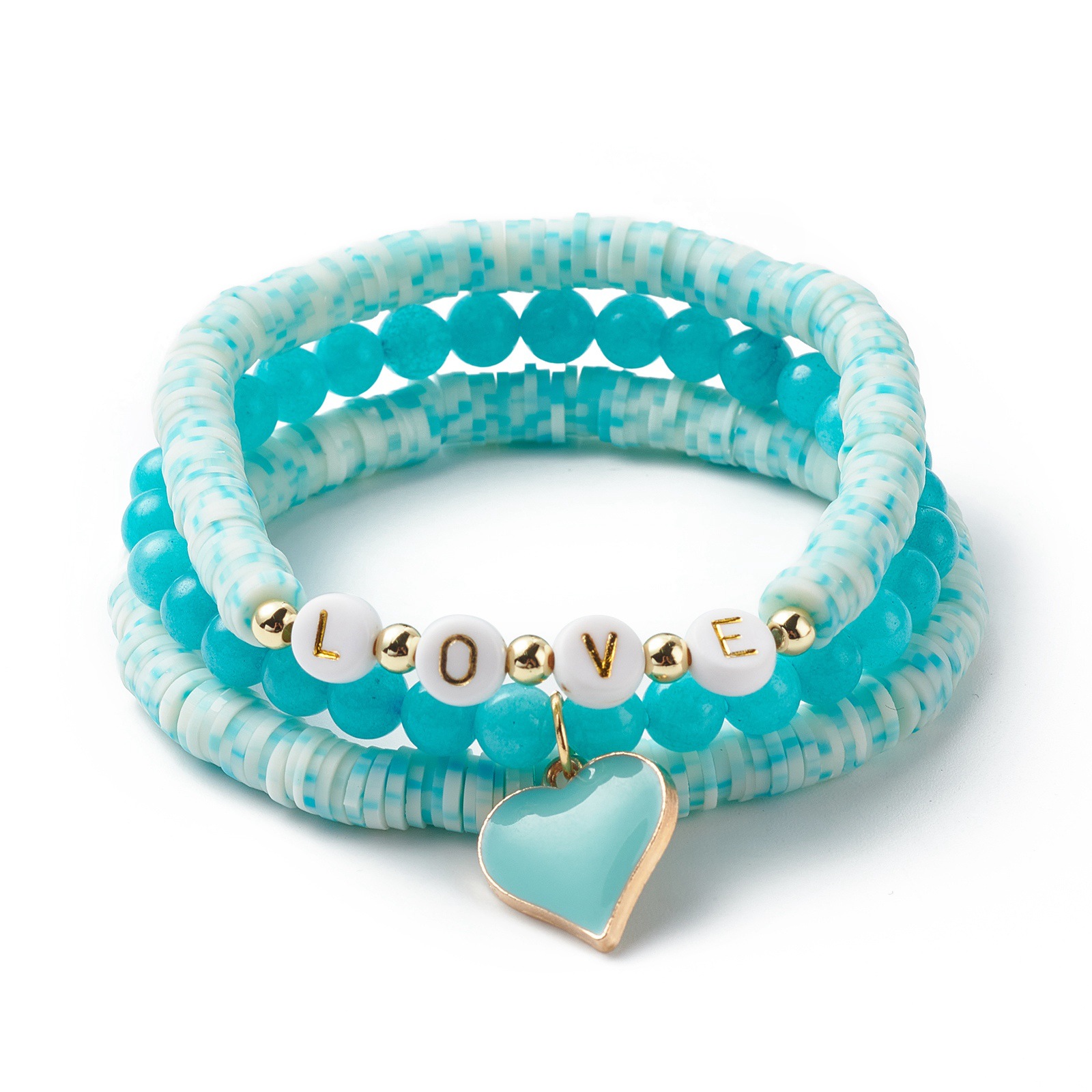 LOVE Letter Jade Polymer Clay LOVE Beaded Bracelet Topaz Malay Jade Bracelet