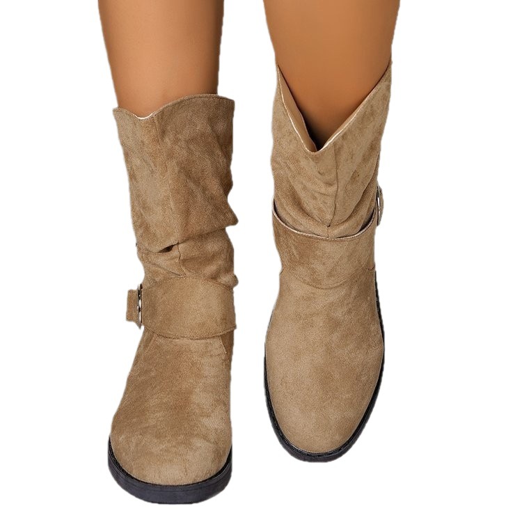 Women's Fashion Plus-Size Suede Chunky Heel Ankle Boots