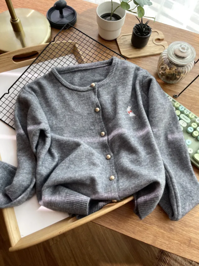 Idle Style Knitted Cardigan Japanese style Retro College Style Cropped Sweater Coat Heather Gray - Shop at LoveMi