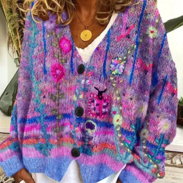 Christmas Abstract Printing Casual Cardigan Sweater Qw1N230412C M - Shop at LoveMi