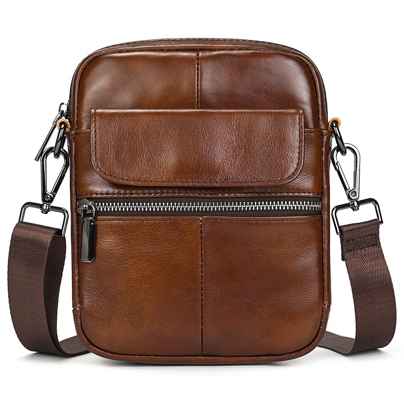Mens Genuine Leather Cowhide Crossbody Bag