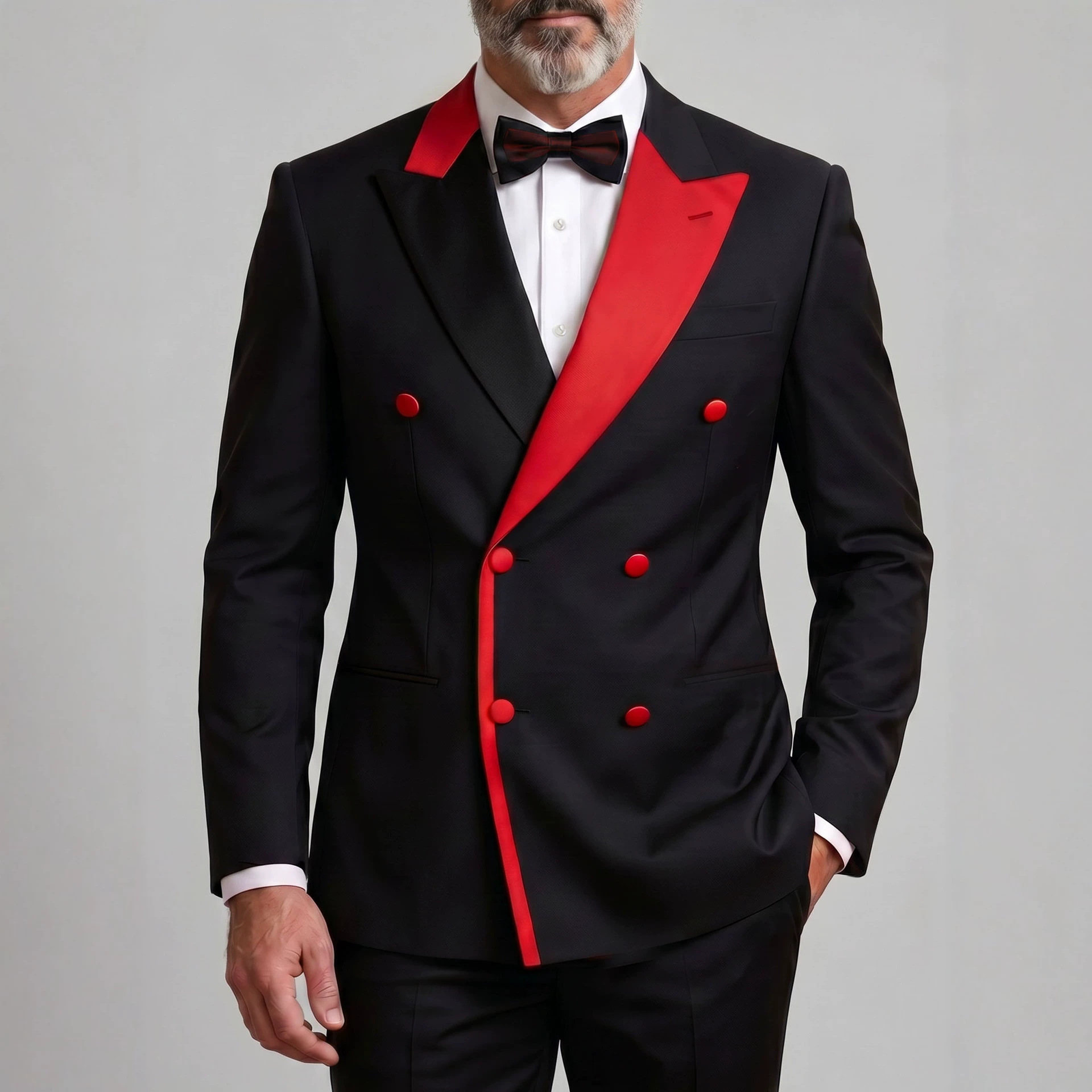 Men's Color-Block Double-Breasted Light Business Suit product image