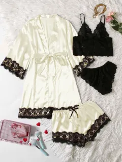 Artificial Silk Plus Size European And American Nightgown - Champagne-Xxxxl - View 1