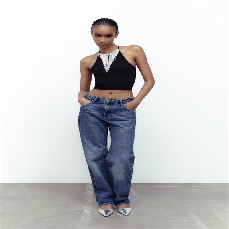 Women's Jewelry Inlaid Seamless Fabric Hanging Collar Top