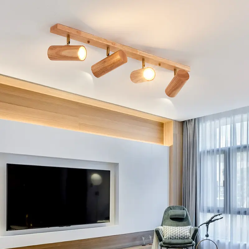 European Spotlight Multi-head Solid Wood Living Room