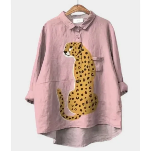 Women's Summer Loose Casual Graffiti Printing Long Sleeve Shirt Style48 5Xl - Shop at LoveMi