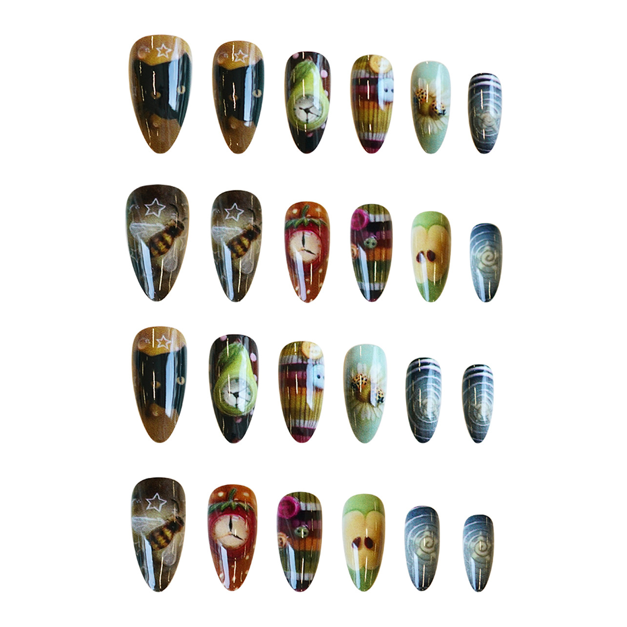 Maximalist Fake Almond Nails A Niche Y2K-inspired Art-forward Subculture Trend 24 Pieces Per Set 3