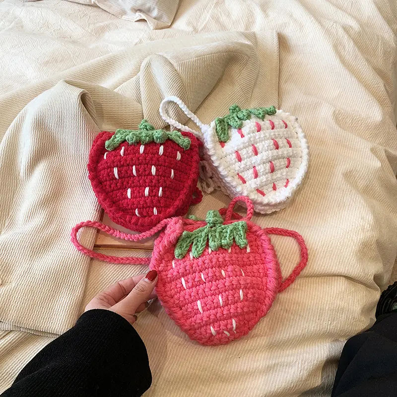 Handmade Knitted Children's Wool Cute Strawberry Crossbody