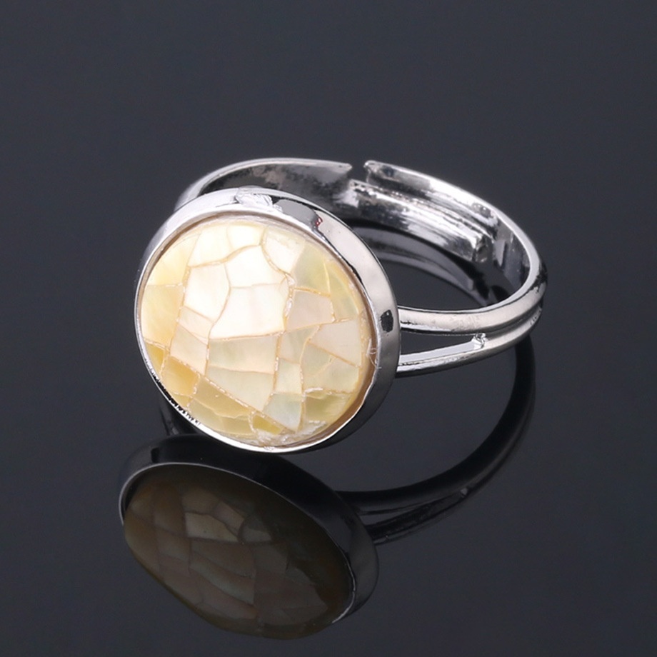 Women's Shell Ornament Convex Adjustable Stitching Circular Section Ring