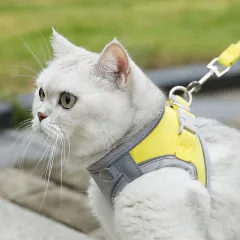 Fashion Small Dog Vest Hand Holding Rope - Yellow And Gray Stitching - View 1