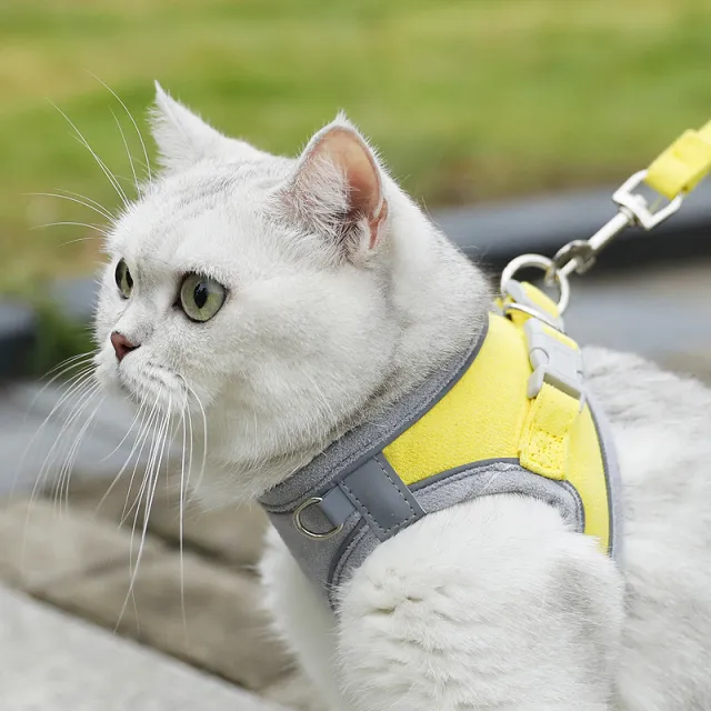 Fashion Small Dog Vest Hand Holding Rope Yellow And Gray Stitching - Shop at LoveMi