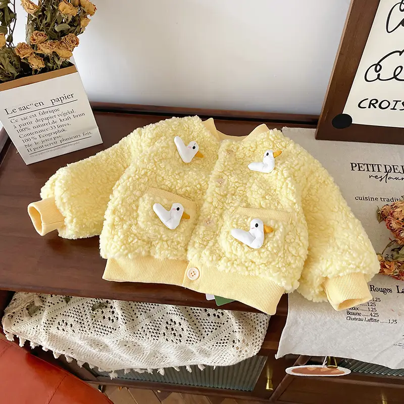 Children's Fleece Padded Coat with Duck Pattern