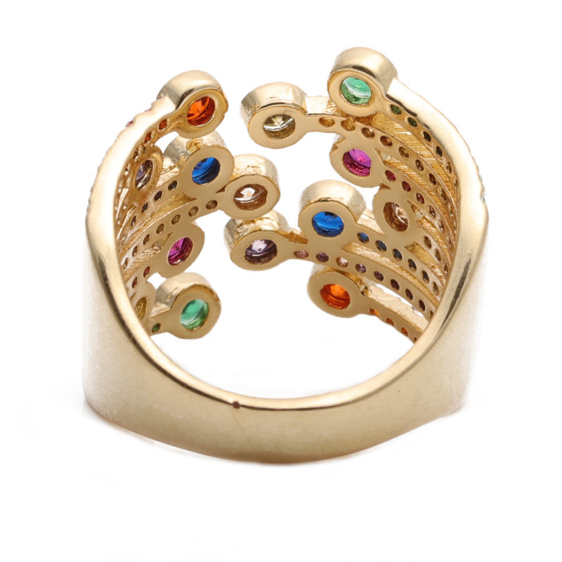 European And American Multi-layer Open-end Zircon Ring