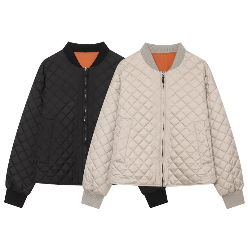 Loose-fitting Casual Reversible Zip-up Cotton Jacket