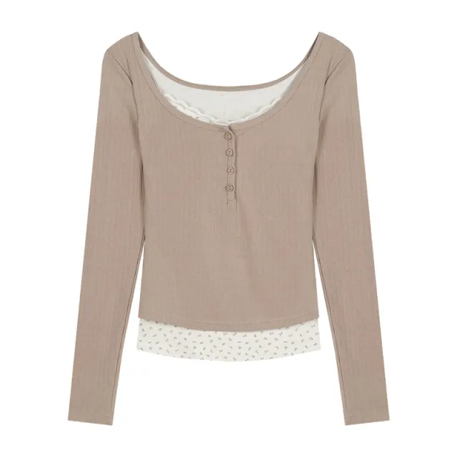 Lace Low necked Underwear Blouse Short Inner Wear Top Coffee - Shop at LoveMi