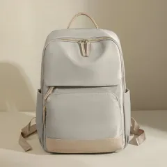 156-inch Computer Large Capacity Women's Lightweight Oxford Cloth Backpack Travel Bag - Almond Color - View 1