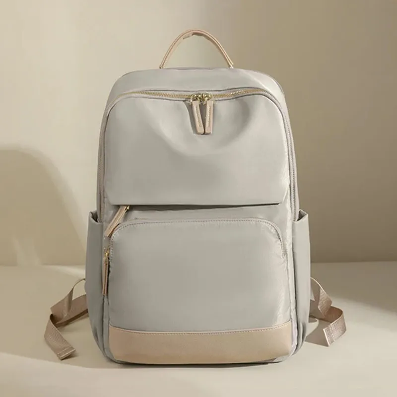 156-inch Computer Large Capacity Women's Lightweight Oxford Cloth Backpack Travel Bag - Almond Color